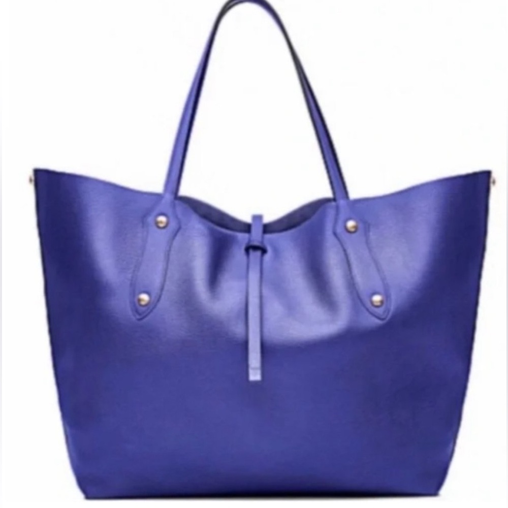 Annabel Ingall Isabella Large Italian Pebbled Leather Tote Cobalt Blue